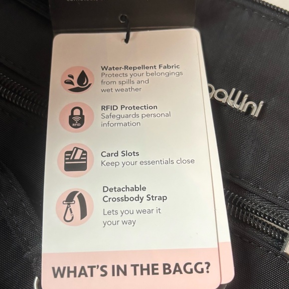 NWT Baggallini All Set 3-in-1 Tote Backpack RFID Travel Bag Black Crossbody New - Picture 9 of 13